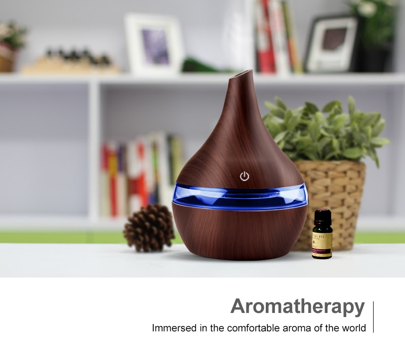 300ML USB Electric Aroma Air Diffuser Wood Ultrasonic Air Humidifier Essential Oil Aromatherapy Cool Mist Maker For Home