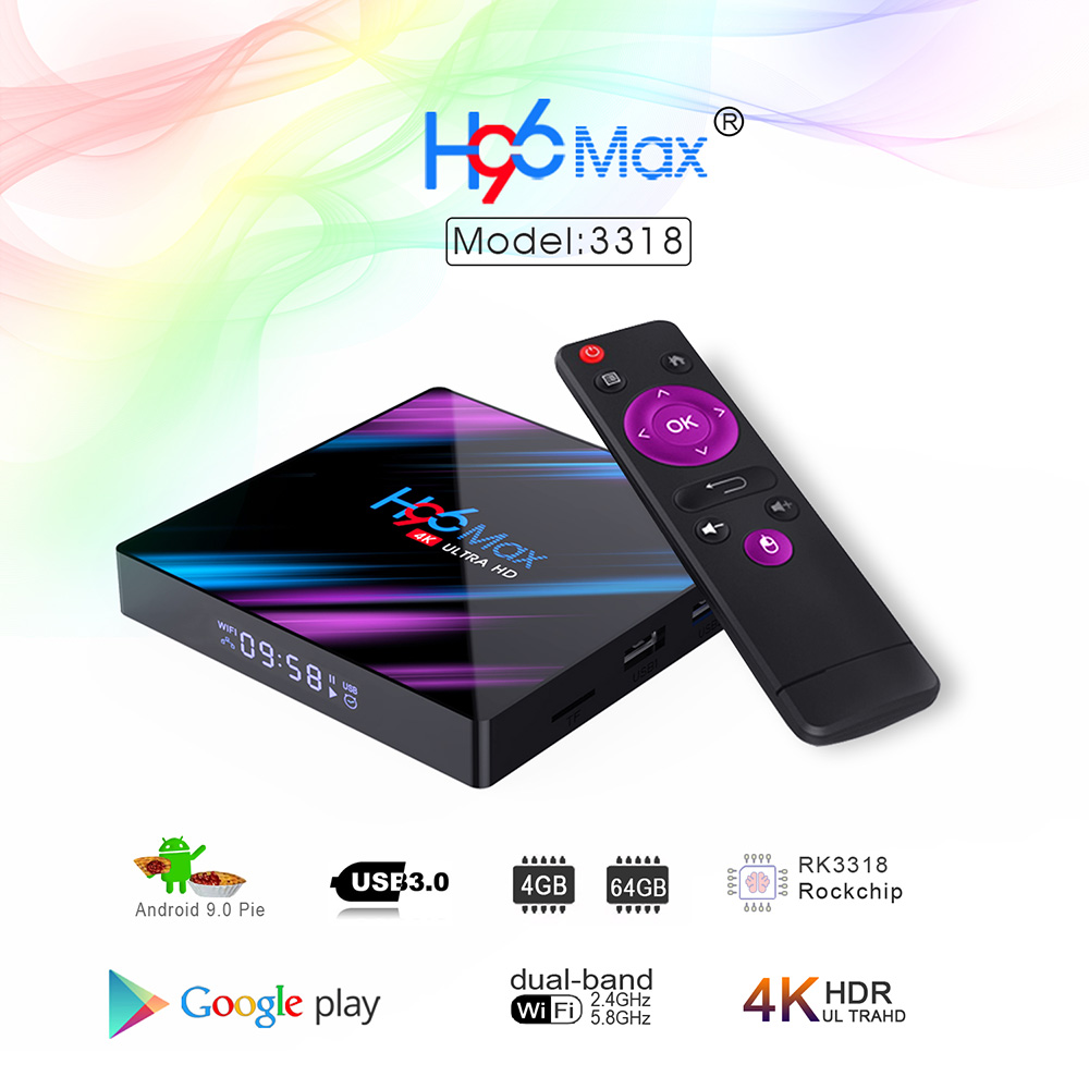 H96 MAX RK3318 Smart TV Box Android 9.0 4GB 32GB 64GB Media player 4K Google Voice Assistant Netflix Youtube H96MAX 2GB16GB