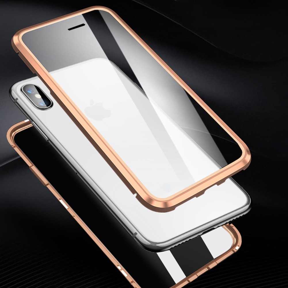 Magnetic Privacy Tempered Glass Magnet Metal Phone Case 360 Full Body Protective Cover For Iphone XS MAX X XR 8 7 Plus