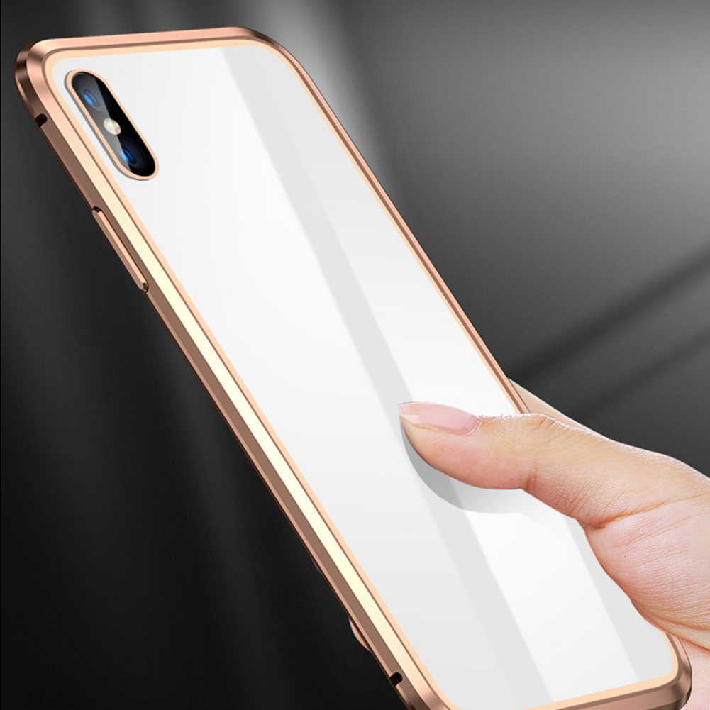 Magnetic Privacy Tempered Glass Magnet Metal Phone Case 360 Full Body Protective Cover For Iphone XS MAX X XR 8 7 Plus