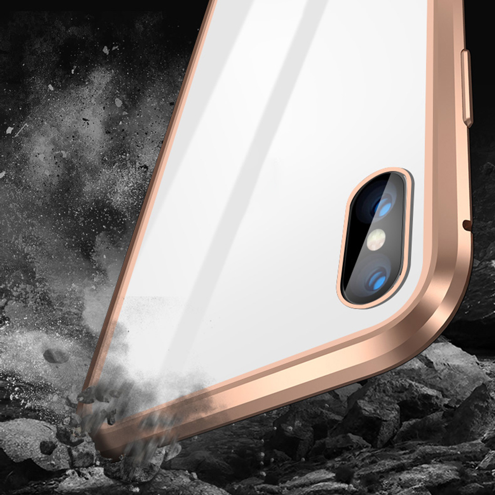 Magnetic Privacy Tempered Glass Magnet Metal Phone Case 360 Full Body Protective Cover For Iphone XS MAX X XR 8 7 Plus