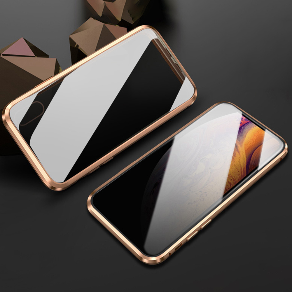 Magnetic Privacy Tempered Glass Magnet Metal Phone Case 360 Full Body  Protective Cover For Iphone XS MAX X XR 8 7 Plus